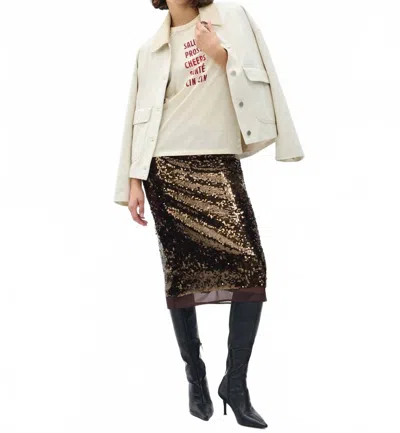 Rag & Bone Lucy Sequined Skirt In Coffee In Green