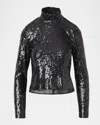 Rag & Bone Lucy Sequined Turtleneck Top In Black