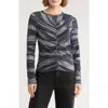 Rag & Bone Lucy Shirred Long Sleeve Top In Multi