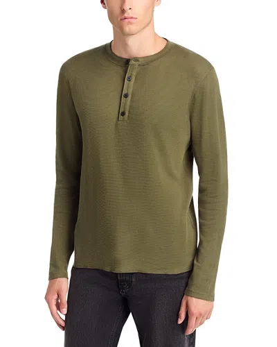 Rag & Bone Luxe Waffle Cotton Henley Shirt In Green