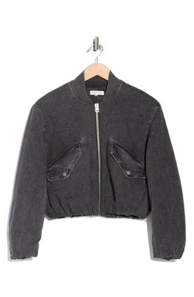 Rag & Bone Maggie Featherweight Cotton Blend Crop Bomber Jacket In Gray