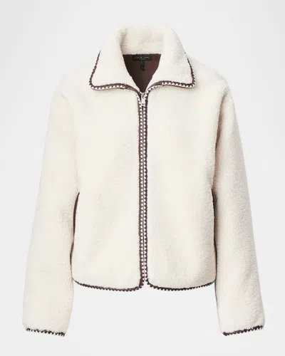 Rag & Bone Mai Sherpa Fleece Jacket In White