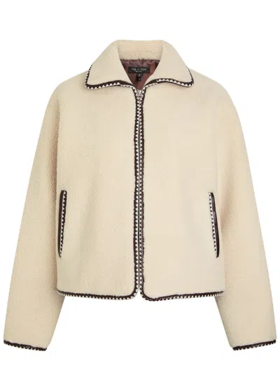 Rag & Bone Mai Whipstitch-trimmed Fleece Jacket In Neutral