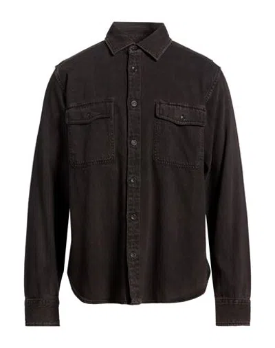 Rag & Bone Man Denim Shirt Dark Brown Size Xl Cotton, Lyocell In Black