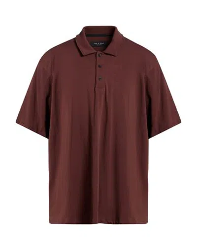 Rag & Bone Man Polo Shirt Chocolate Brown Size Xl Cotton In Burgundy