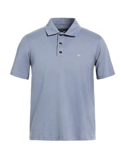 Rag & Bone Man Polo Shirt Slate Blue Size L Pima Cotton