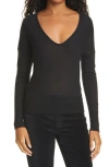 Rag & Bone Mandee Deep V-neck Cashmere Sweater In Black