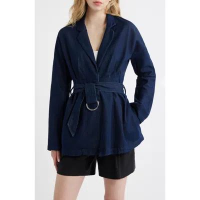 Rag & Bone Mandi Belted Denim Blazer In Blue