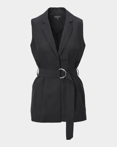 Rag & Bone Mandi Belted Tailored Vest In Black