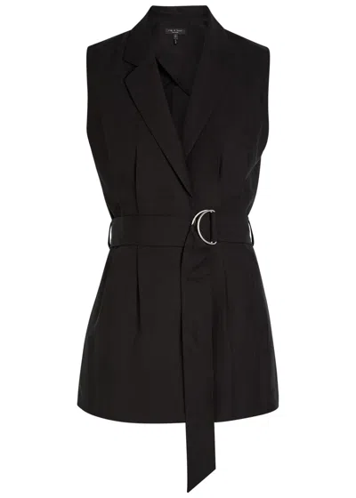 Rag & Bone Mandi Belted Woven Vest In Black
