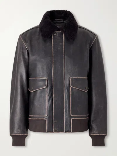Rag & Bone Manston Leather Bomber Jacket In Brown