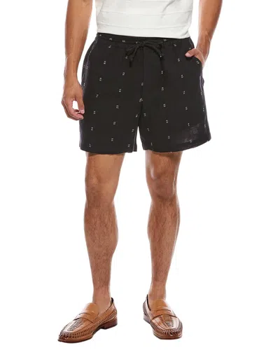 Rag & Bone Marc Linen-blend Embroidered Short In Black