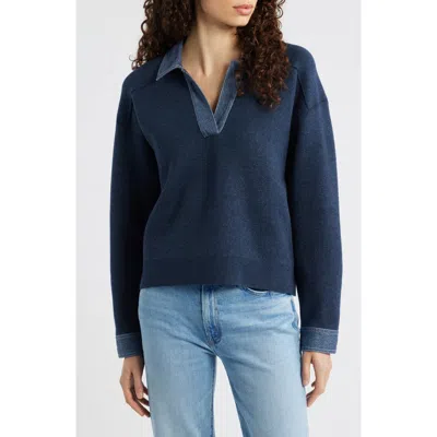 Rag & Bone Marie Denim Polo Sweater In Blue