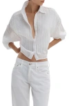 Rag & Bone Marin Long Sleeve Combo Shirt In White