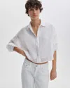 Rag & Bone Marin Long Sleeve Combo Shirt In White