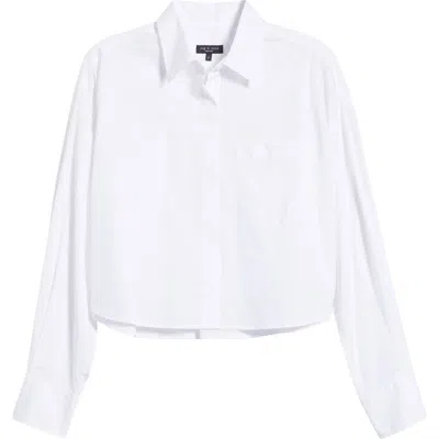 Rag & Bone Marin Cotton Crop Button-up Shirt In White