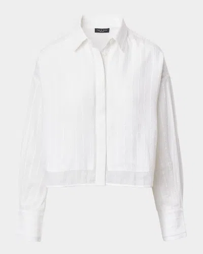 Rag & Bone Marin Cotton-blend Cropped Shirt In White