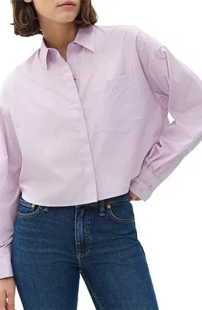 Rag & Bone Marin Crop Cotton Button-up Shirt In Purple