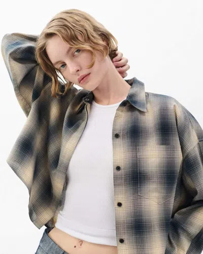 Rag & Bone Marin Cropped Plaid Shirt In Gray