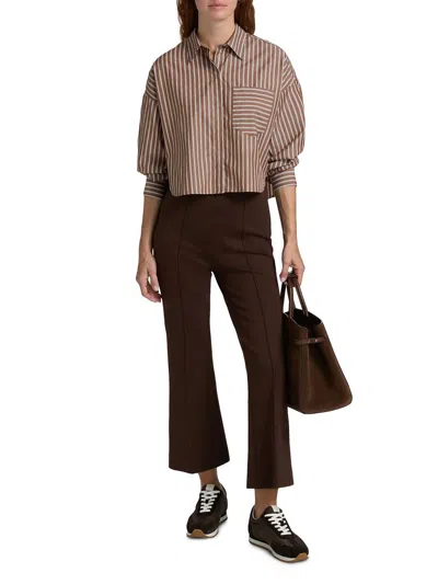 Rag & Bone Marin Cropped Shirt In Tabacco Stripe In Brown