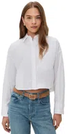 Rag & Bone Marin Cotton Crop Button-up Shirt In White