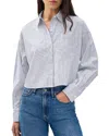 Rag & Bone Marin Stripe Crop Cotton Button-up Shirt In White