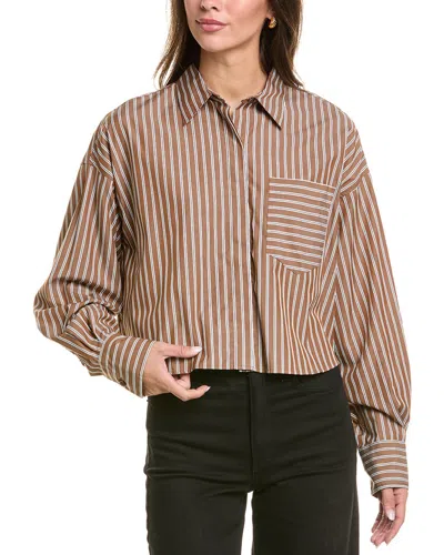 Rag & Bone Marin Cropped Striped Shirt In Brown