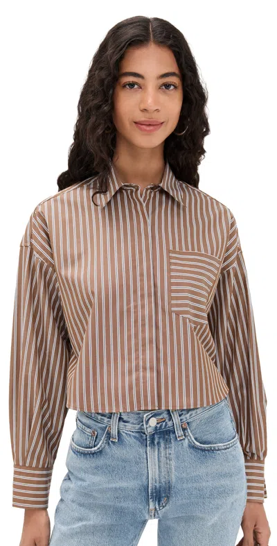 Rag & Bone Marin Cropped Striped Shirt Tbccs In Brown