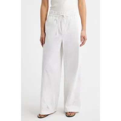 Rag & Bone Marin Embroidered Wide Leg Pants In White