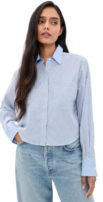 Rag & Bone Marin Multi Stripe Shirt Blumltistp In Blue