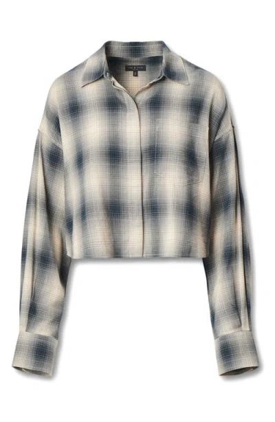Rag & Bone Marin Plaid Crop Button-up Shirt In Blue