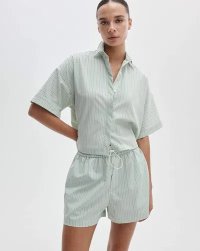 Rag & Bone Marin Stripe Crop Button-up Shirt In Green
