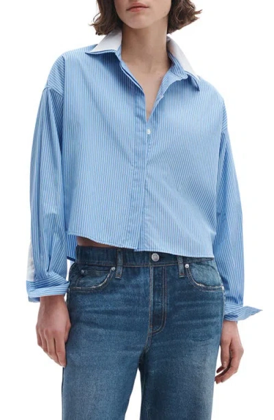 Rag & Bone Marin Stripe Cotton Button-up Shirt In Blue