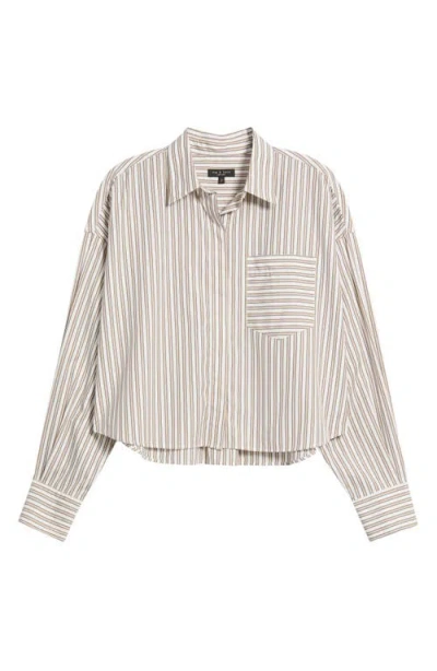 Rag & Bone Marin Stripe Cotton Crop Button-up Shirt In Multi