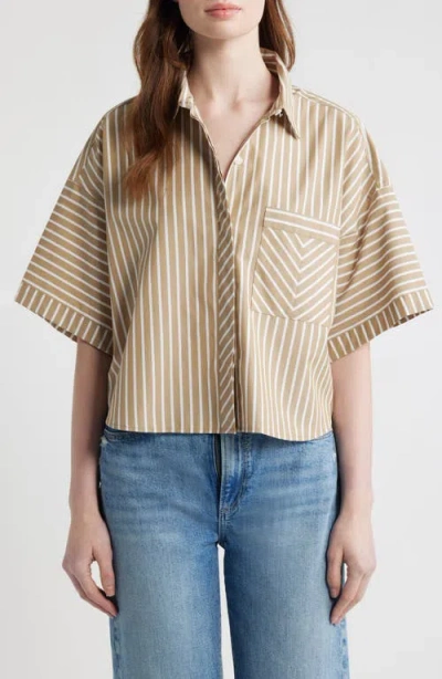 Rag & Bone Marin Stripe Crop Button-up Shirt In Multi