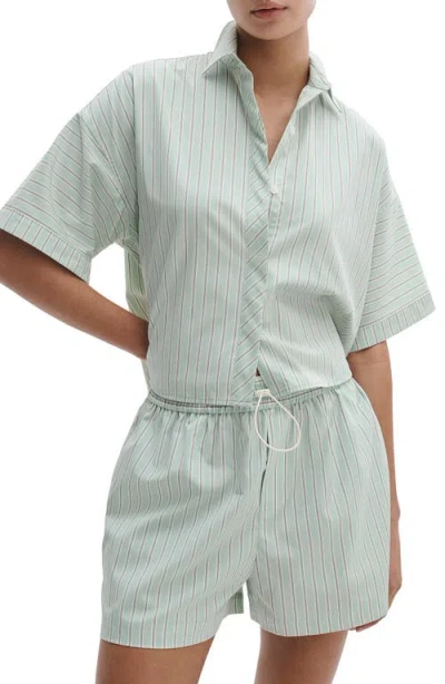 Rag & Bone Marin Stripe Crop Button-up Shirt In Green