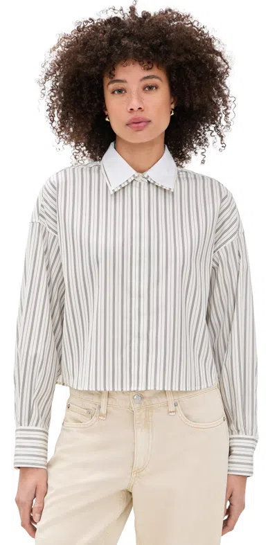 Rag & Bone Marin Stripe Layered Shirt Cream Stripe In Sand