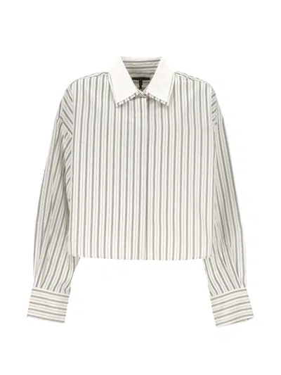 Rag & Bone Marin Striped Cropped Shirt In Neutral