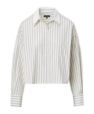 Rag & Bone Marin Striped Cropped Shirt In White