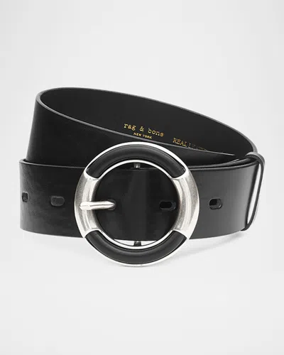 Rag & Bone Marina Wide Leather Belt In Black