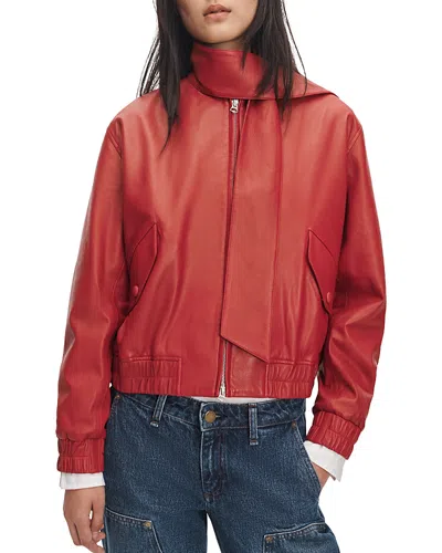 Rag & Bone Marissa Leather Scarf Jacket In Red