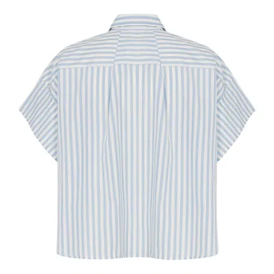 Rag & Bone Martha Stripe Poplin Shirt In Blue
