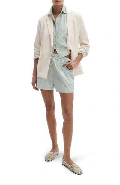 Rag & Bone Marvin Stripe Cotton Drawstring Shorts In Green