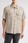 Rag & Bone Matthew Short Sleeve Button-up Shirt In Elephant Grey