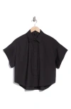 Rag & Bone Maura Short Sleeve Cotton Poplin Button-up Shirt In Black