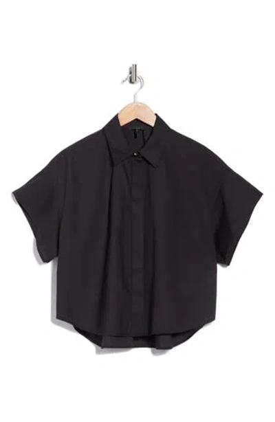 Rag & Bone Maura Short Sleeve Cotton Poplin Button-up Shirt In Black