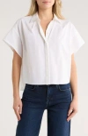 Rag & Bone Maura Short Sleeve Cotton Poplin Button-up Shirt In White