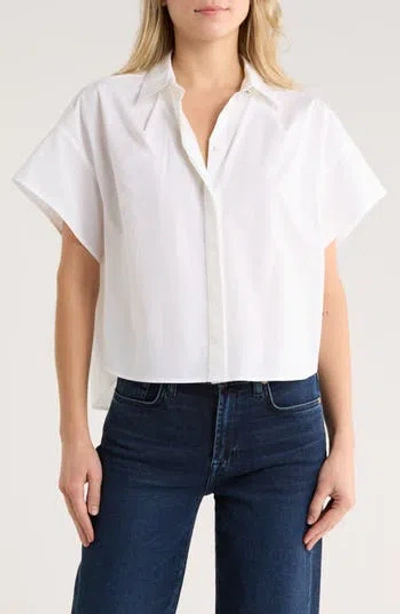Rag & Bone Maura Short Sleeve Cotton Poplin Button-up Shirt In White