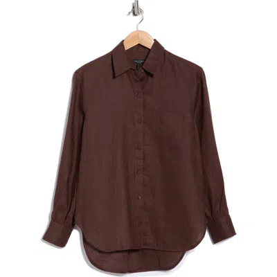 Rag & Bone Max Long Sleeve Linen Button-up Shirt In Brown