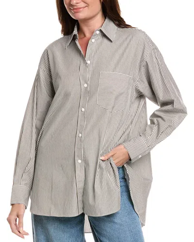 Rag & Bone Max Stripe Boyfriend Shirt In Brown